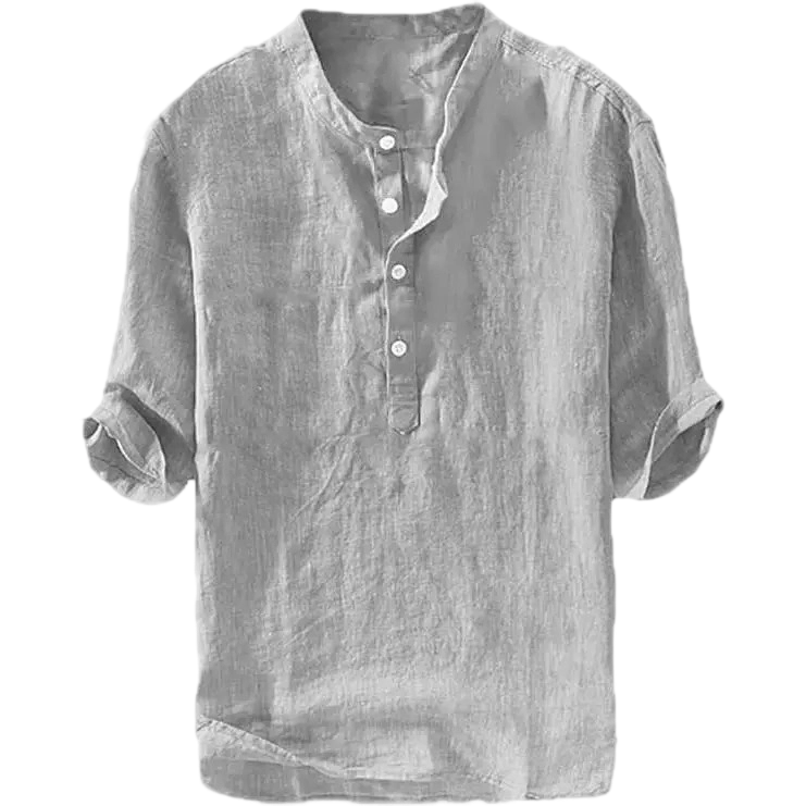 Men's Linen Cotton 3/4 Sleeve Henley T-Shirt