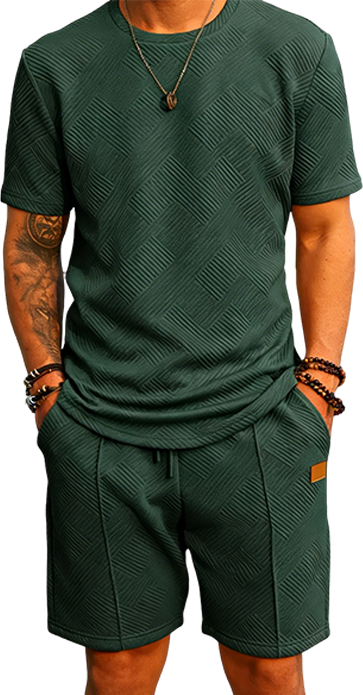 Men’s 2-Piece Summer Outfit Set – Breathable T-Shirt & Shorts Tracksuit with Pockets, Casual Athletic Matching Set