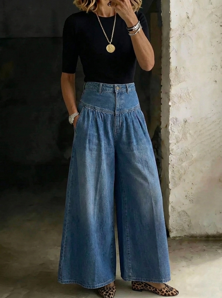 Women‘s Fashion Relaxed Casual Wide-leg Jeans — Comfort Meets Classic Denim