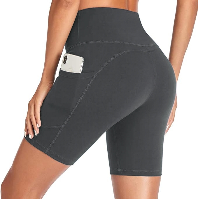 High Waist Athletic Yoga Shorts,Soft Shorts,Breathable, Pocketed Stretchable Tight Fit Gym Wear For Daily Workout