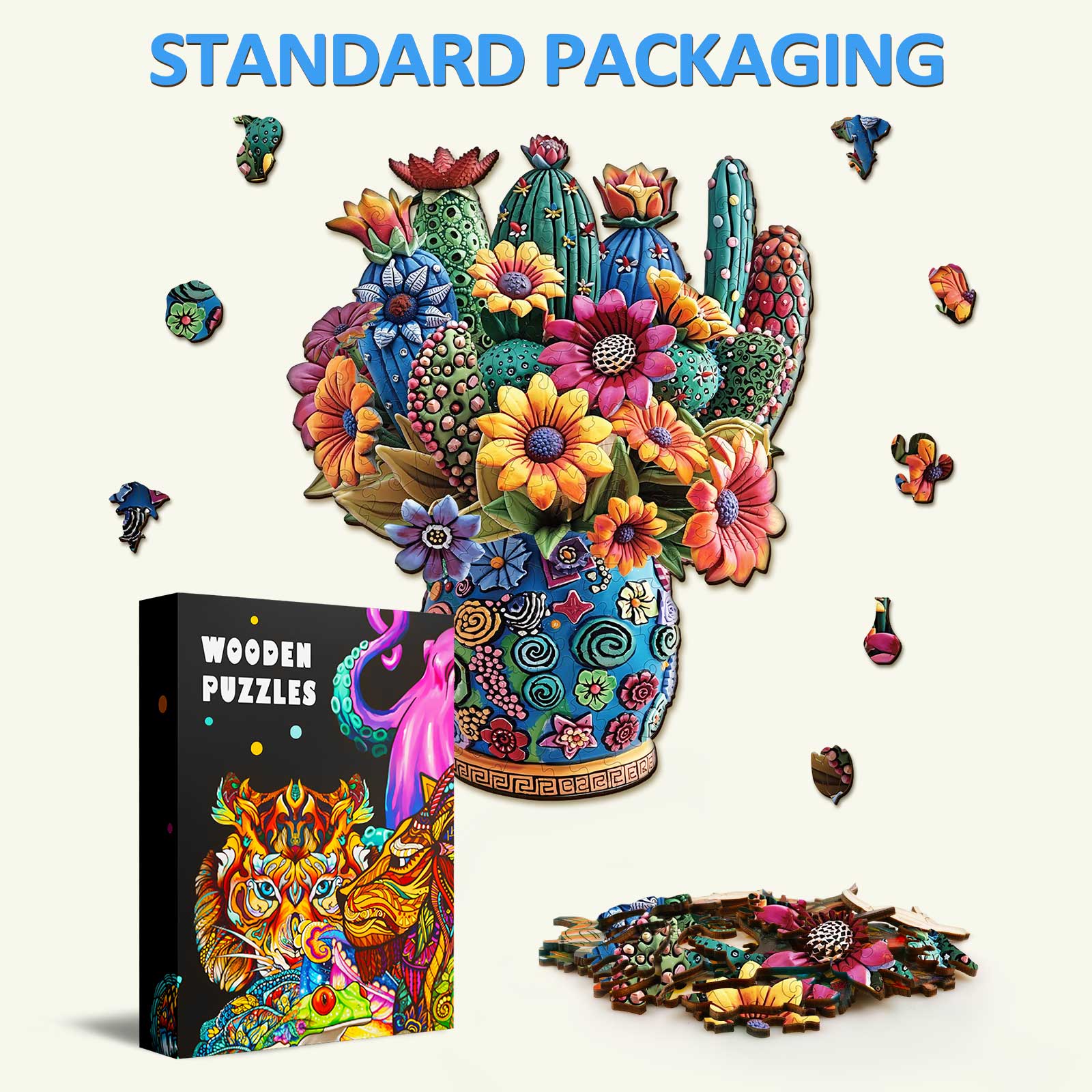 Blooming cactus Wooden Jigsaw Puzzle