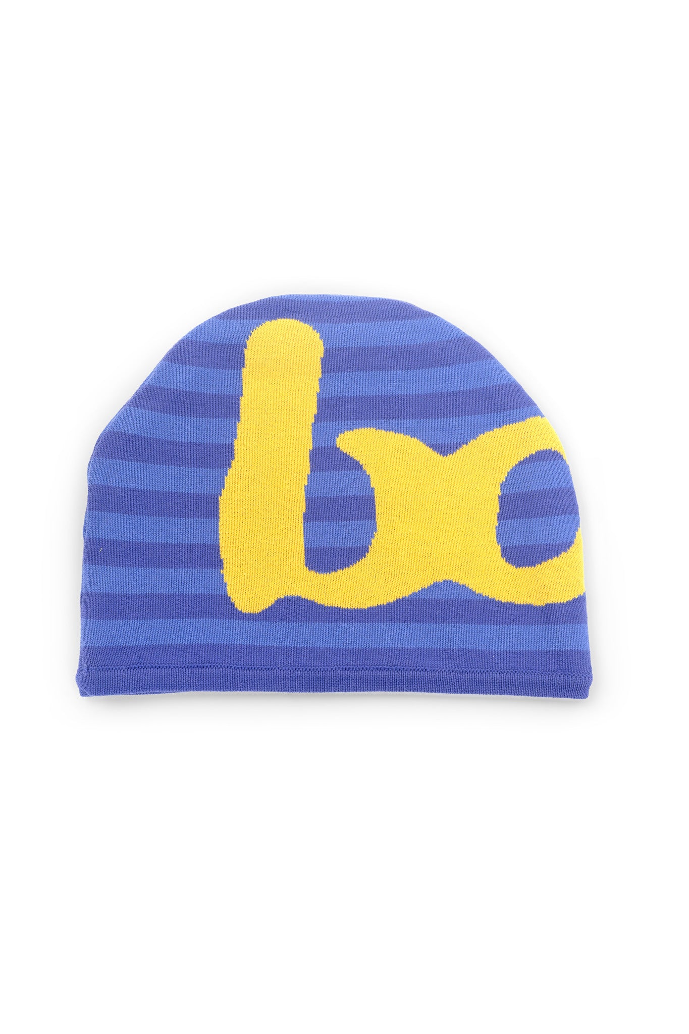 STRIPED KNIT BEANIE (PERIWINKLE/YELLOW)