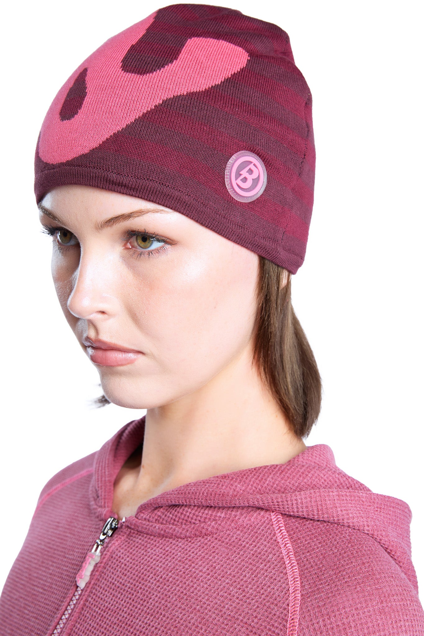 STRIPED KNIT BEANIE (MAGENTA/PINK)