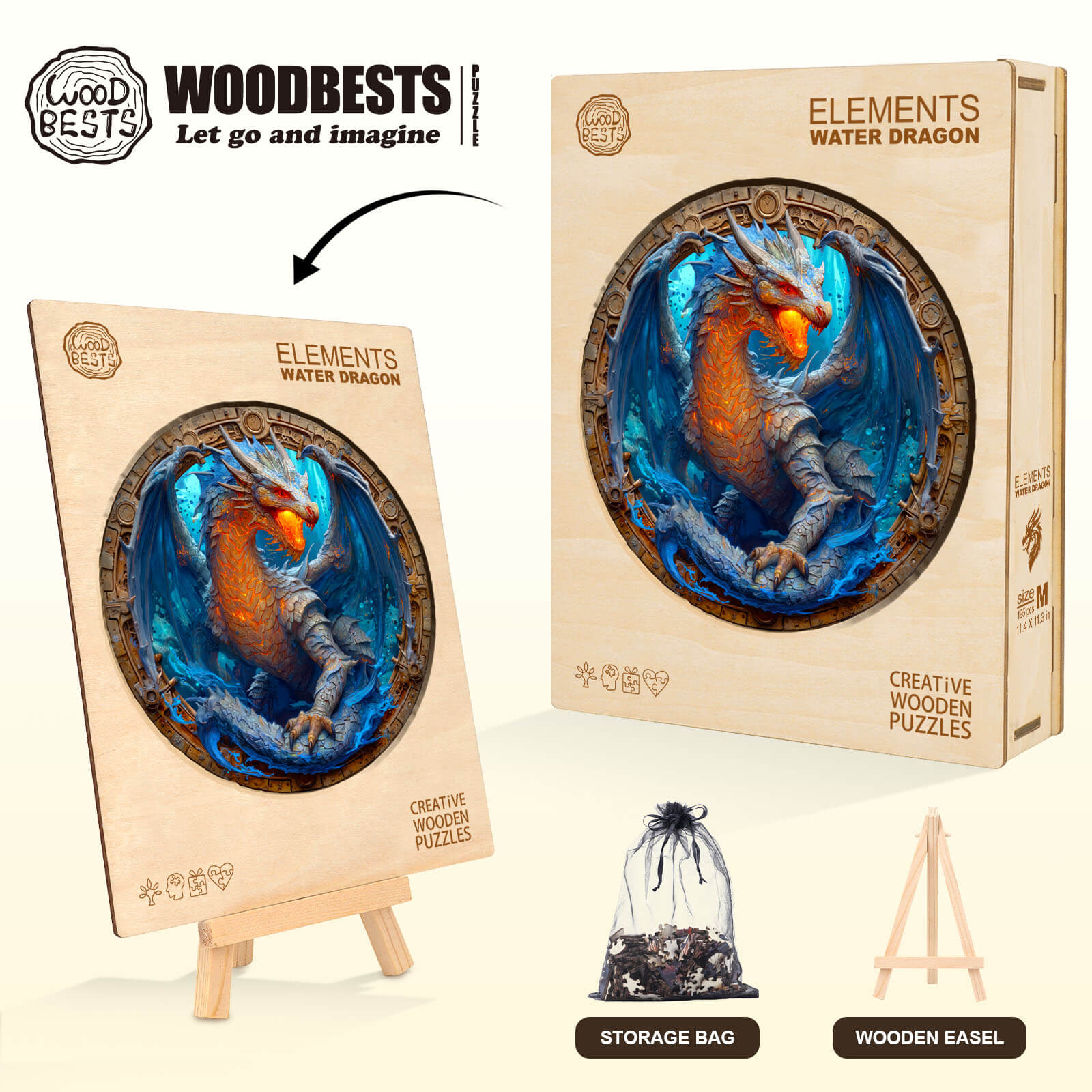 Elements Water Dragon Wooden Jigsaw Puzzle
