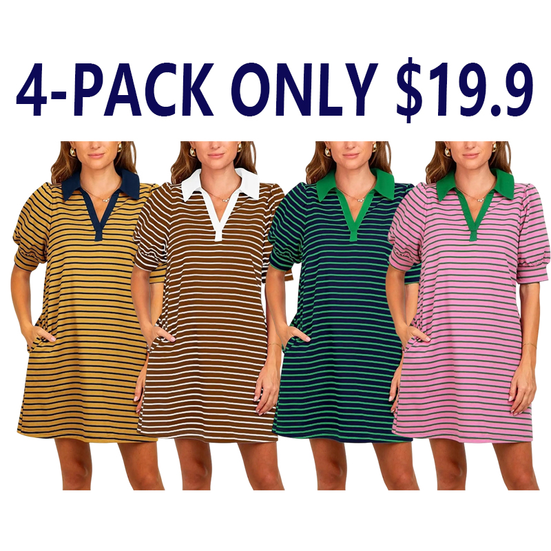 Casual Chic V-Neck Striped Summer Dress with Pockets