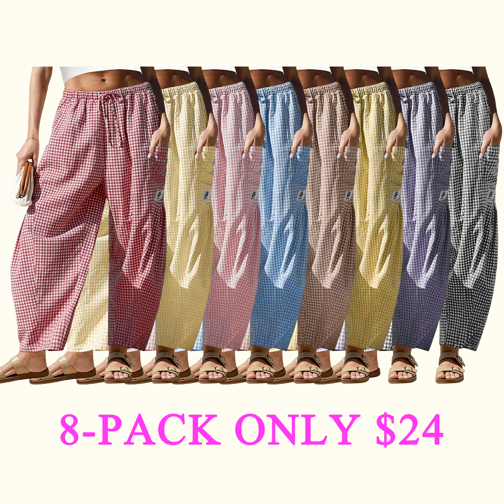 Women's SS26 Wide Leg Gingham Plaid Pants💐