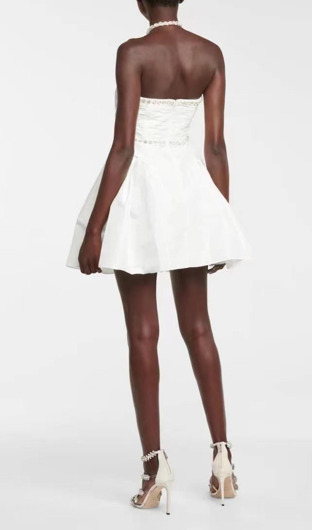 DIAMOND CHAIN DRESS IN WHITE/BLACK