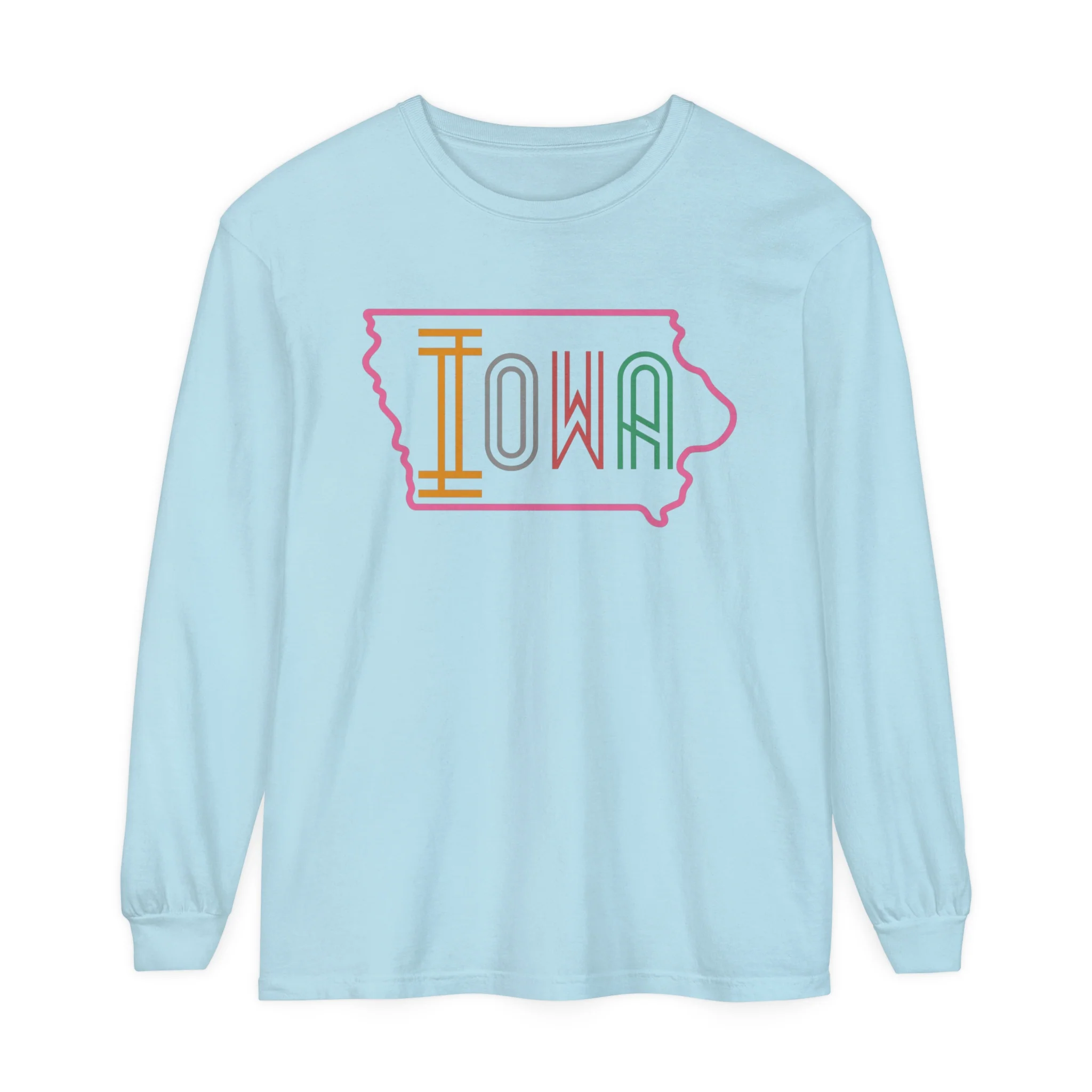 Iowa Pink Unisex Garment-dyed Long Sleeve T-Shirt