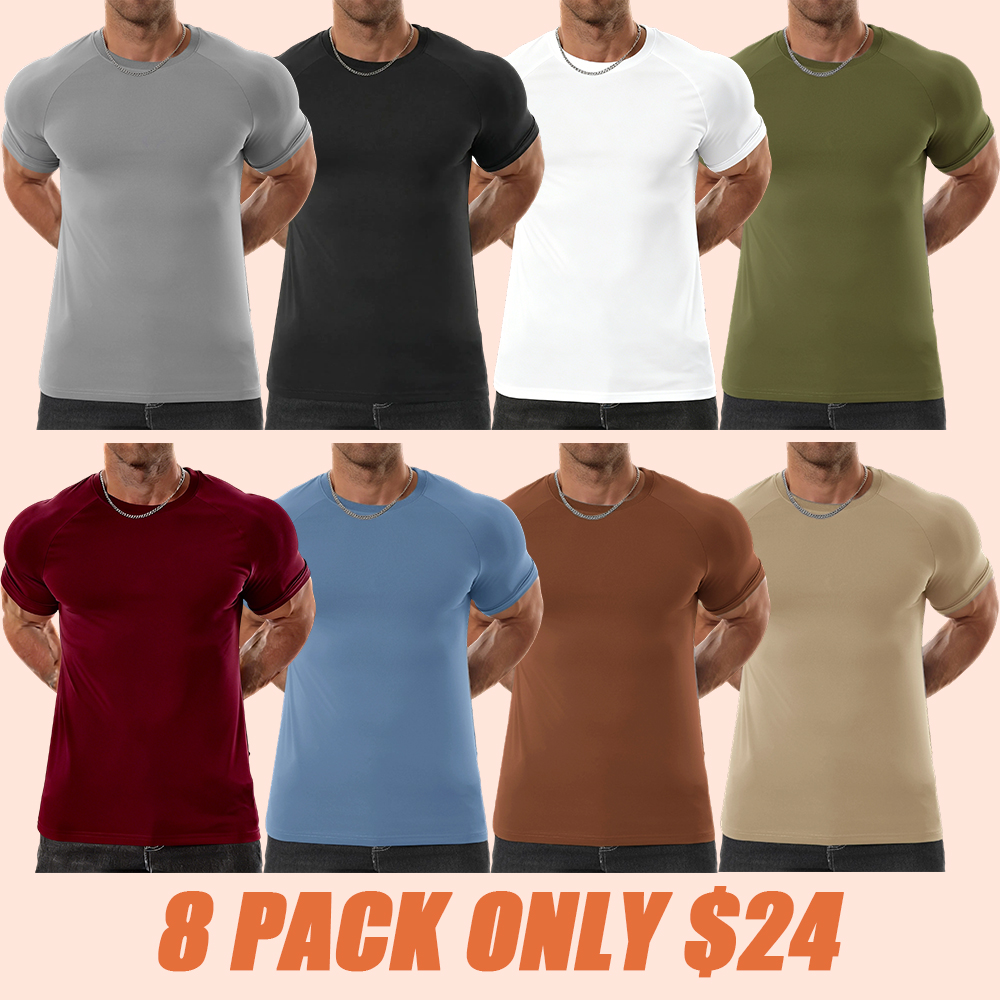 Men's Raglan Sleeve Tee, Athletic Tapered Fit, Arm-Enhancing Sleeves, Wrinkle-Resistant Stretch Fabric Gym Workout Shirt Fitness Running Tops