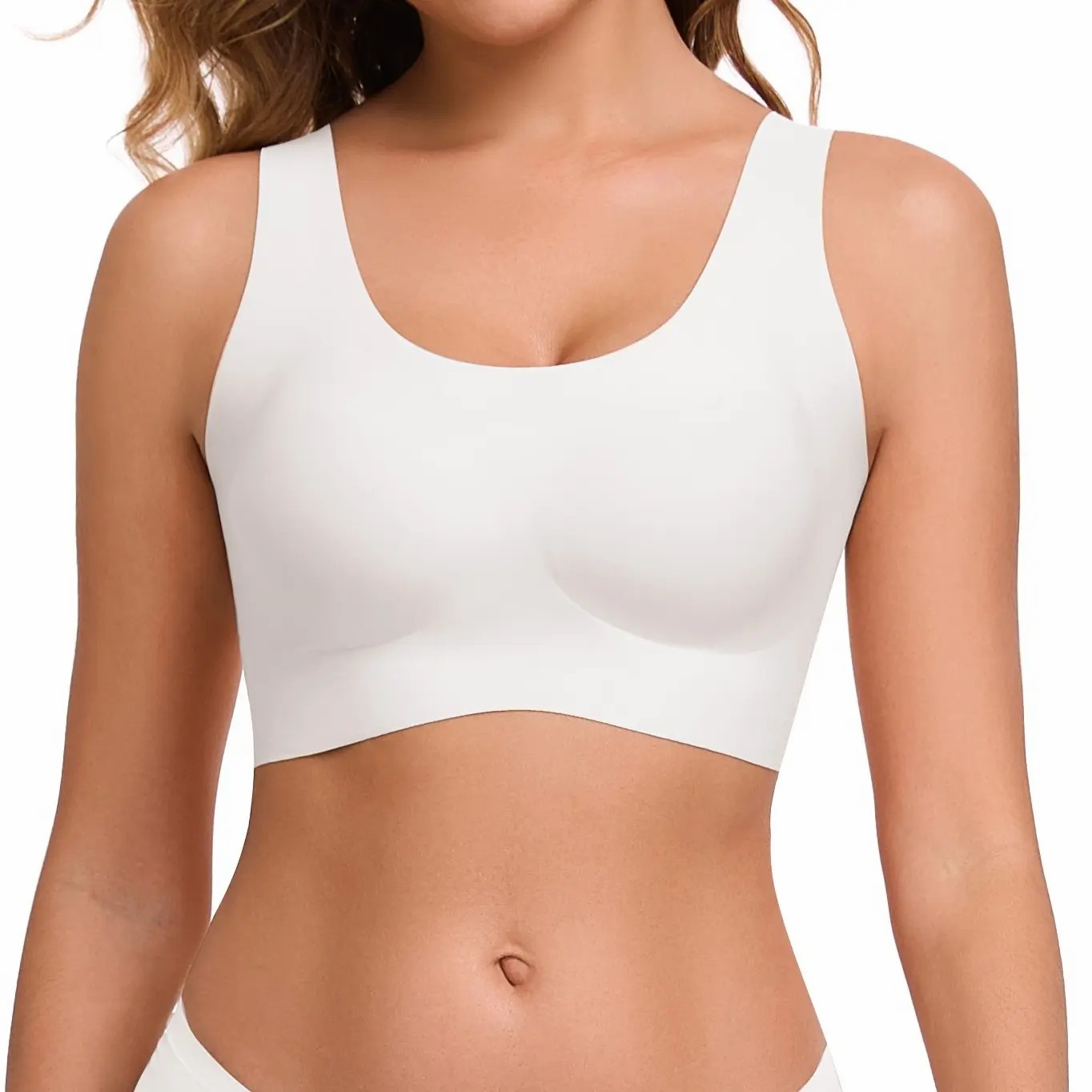 Seamless Bras for Women Full Coverage Wireless Bralette Widen Straps Side