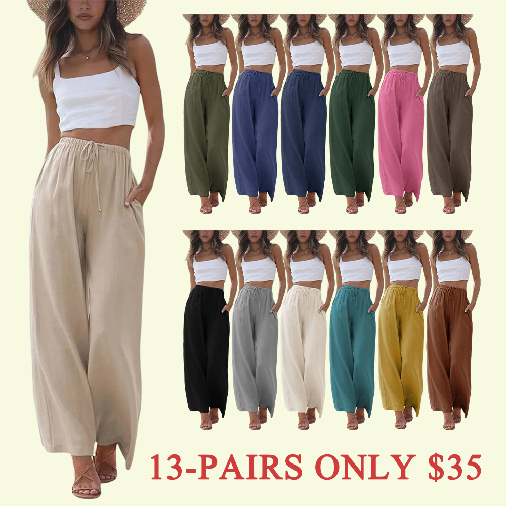 Women's Lightweight Wide Leg Palazzo Pants with Pockets