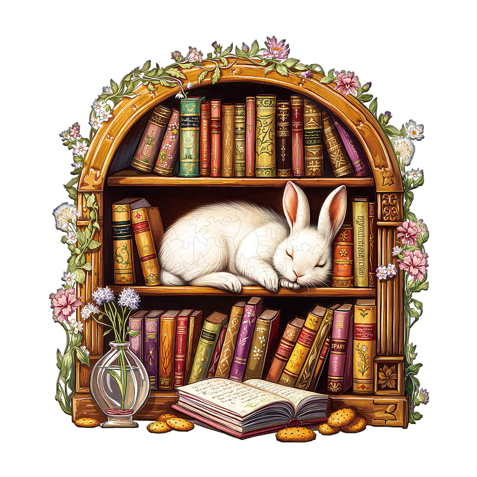 Sleep Library-Rabbit Wooden Jigsaw Puzzle