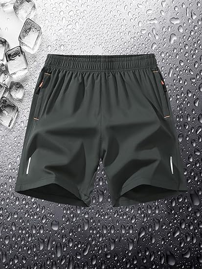 Men's zipper pocket shorts, summer ice silk beach shorts, ice-sense quick-dry sports casual pants