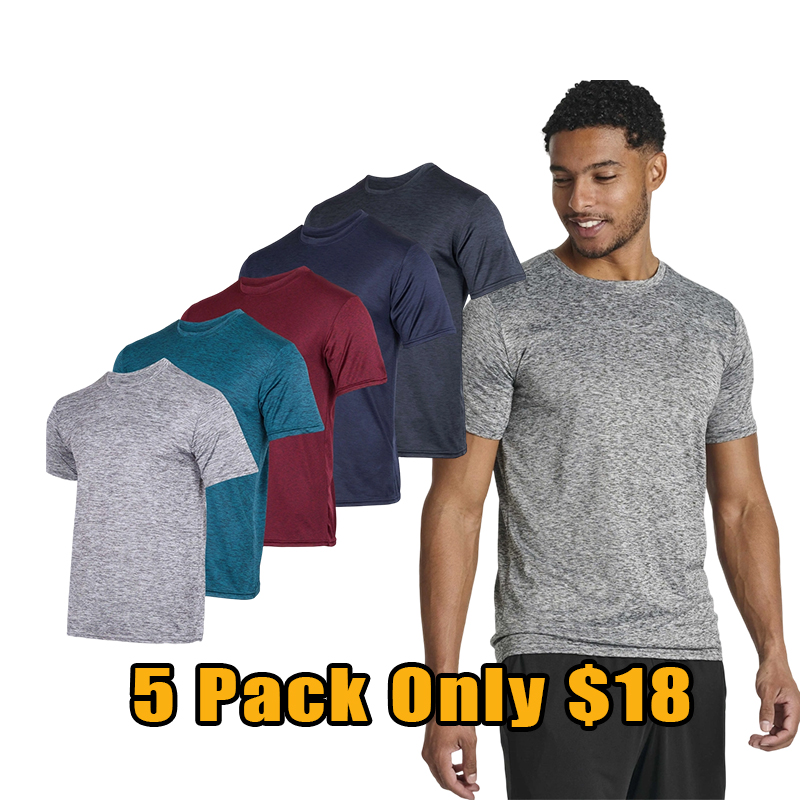 Men's Dry-Fit Performance Athletic T-Shirt 5-Pack
