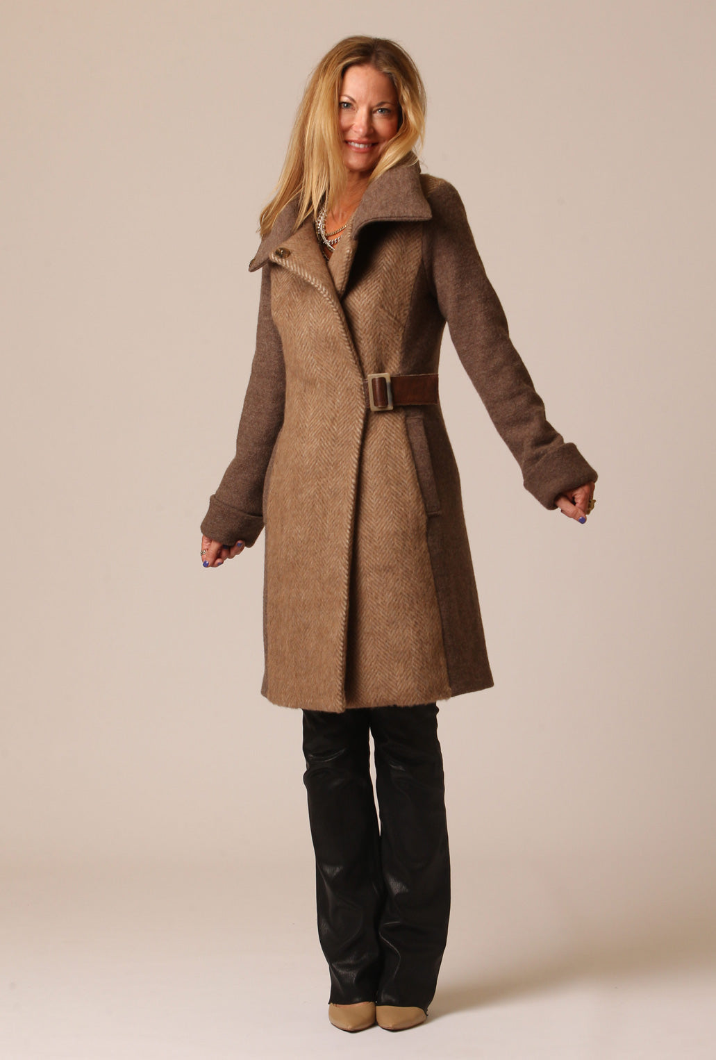 HONEY ALPACA COWL NECK COAT