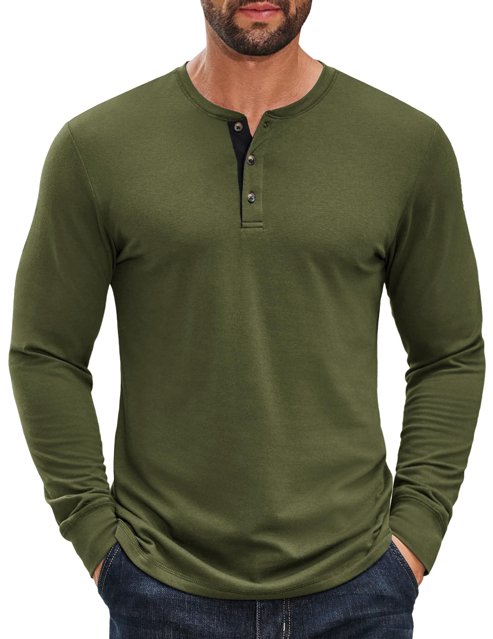 Men’s Classic Cotton Henley Long Sleeve