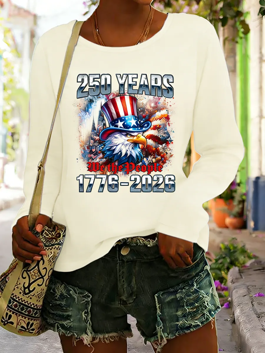Patriotic 1776-2026 We The People American Eagle Long Sleeve Tee