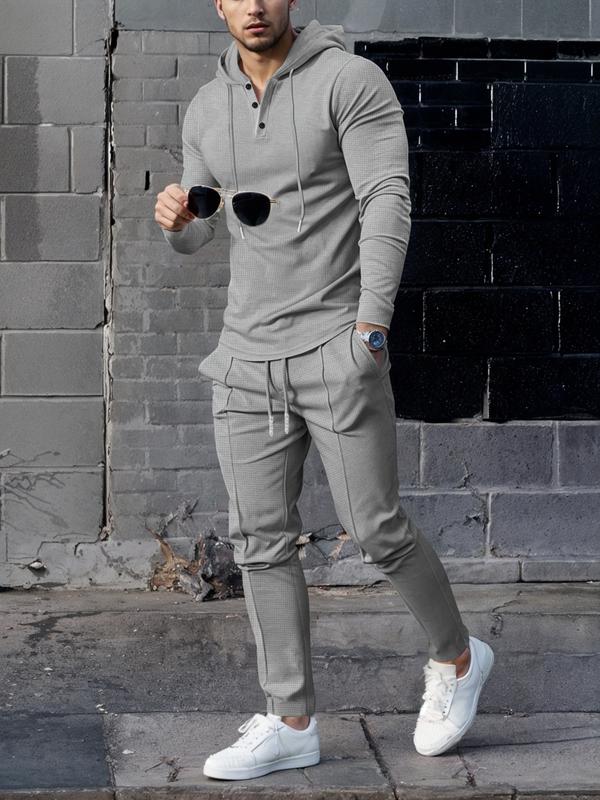 Men’s Quick-Dry Waffle Hoodie & Pants Lounge Set