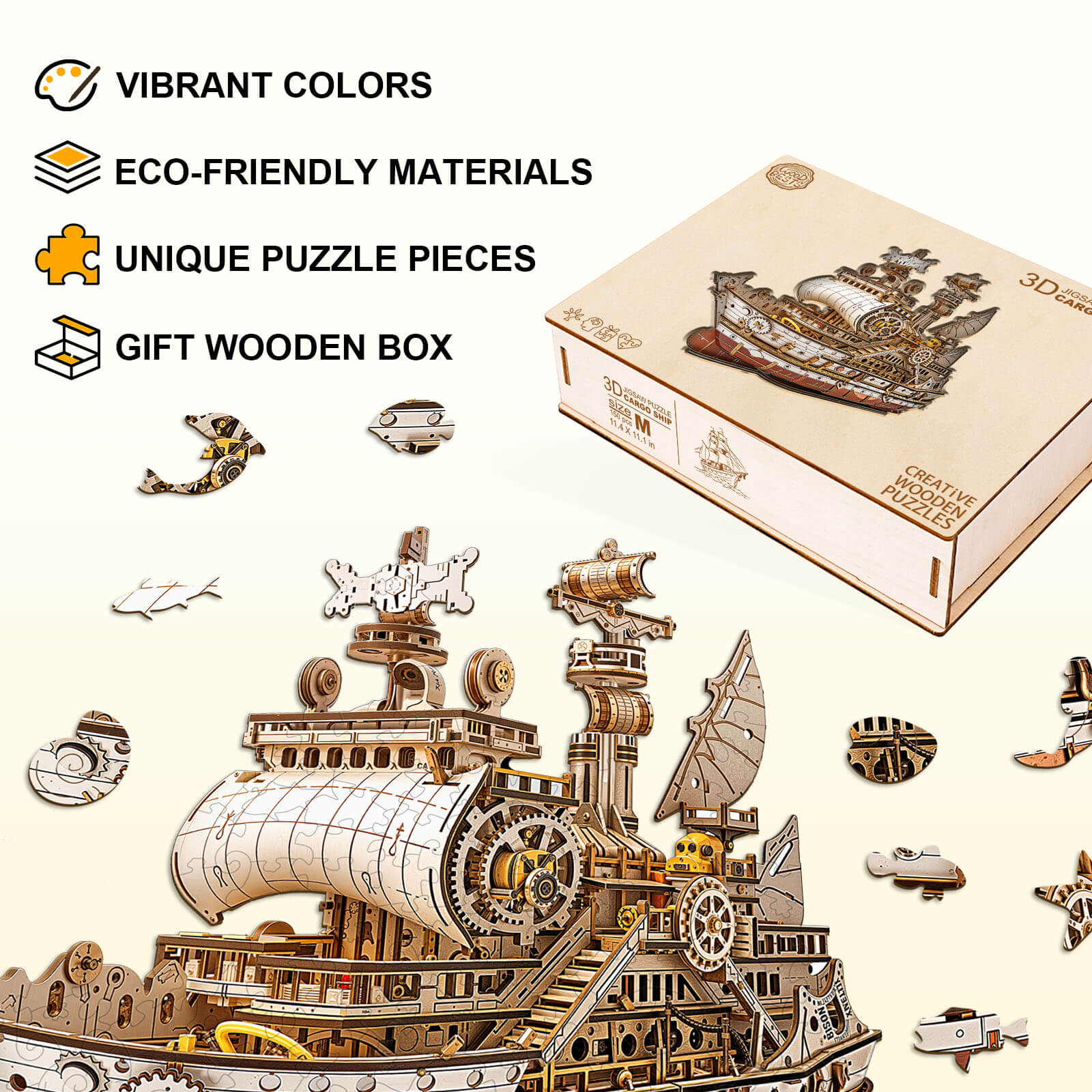 3D Jigsaw Puzzle Cargo Ship Wooden Jigsaw Puzzle