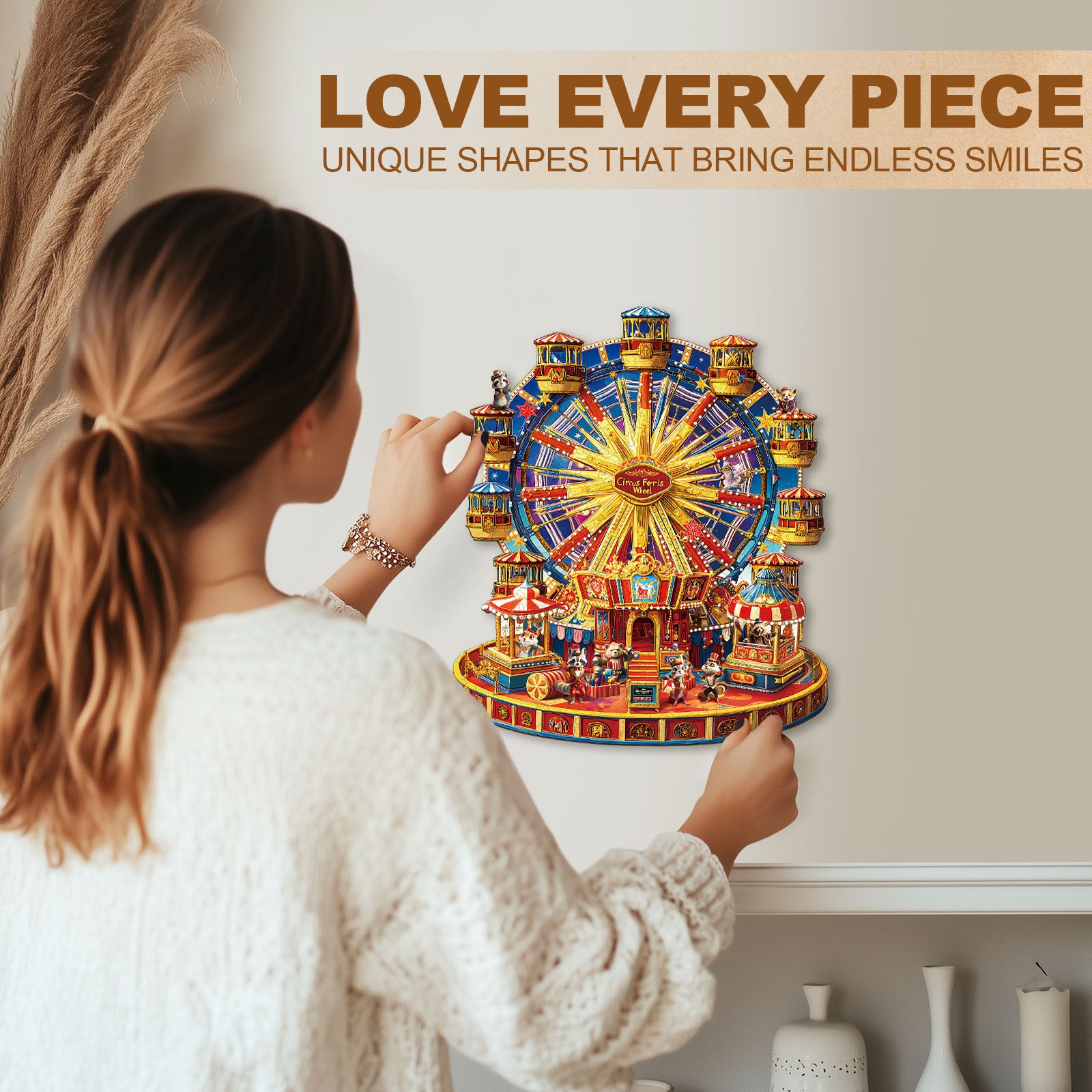 Circus Ferris Wheel Wooden Jigsaw Puzzle