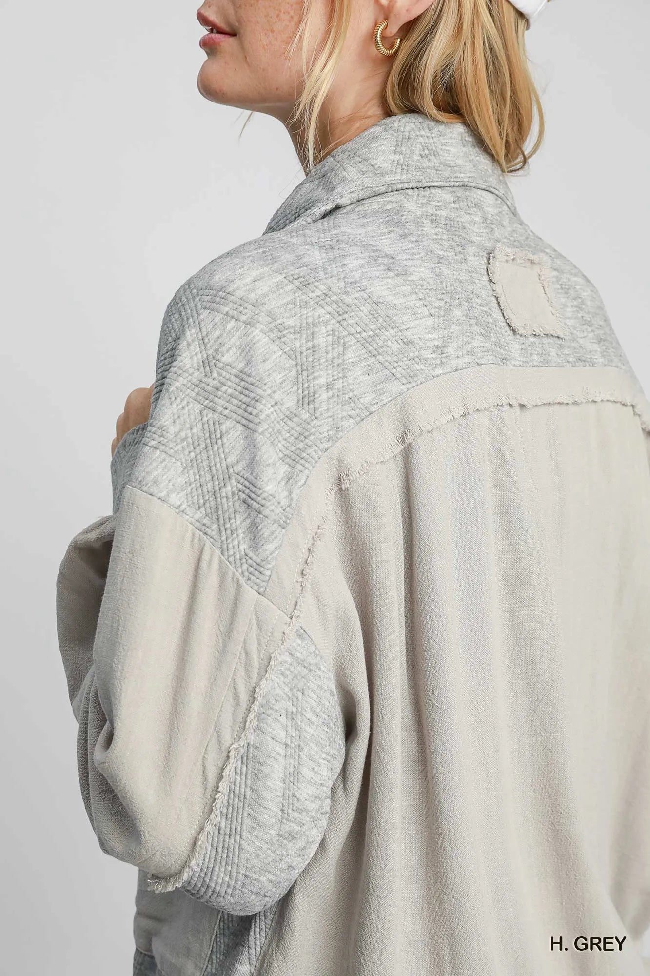 Two-Way Jacquard Zip-Up Jacket