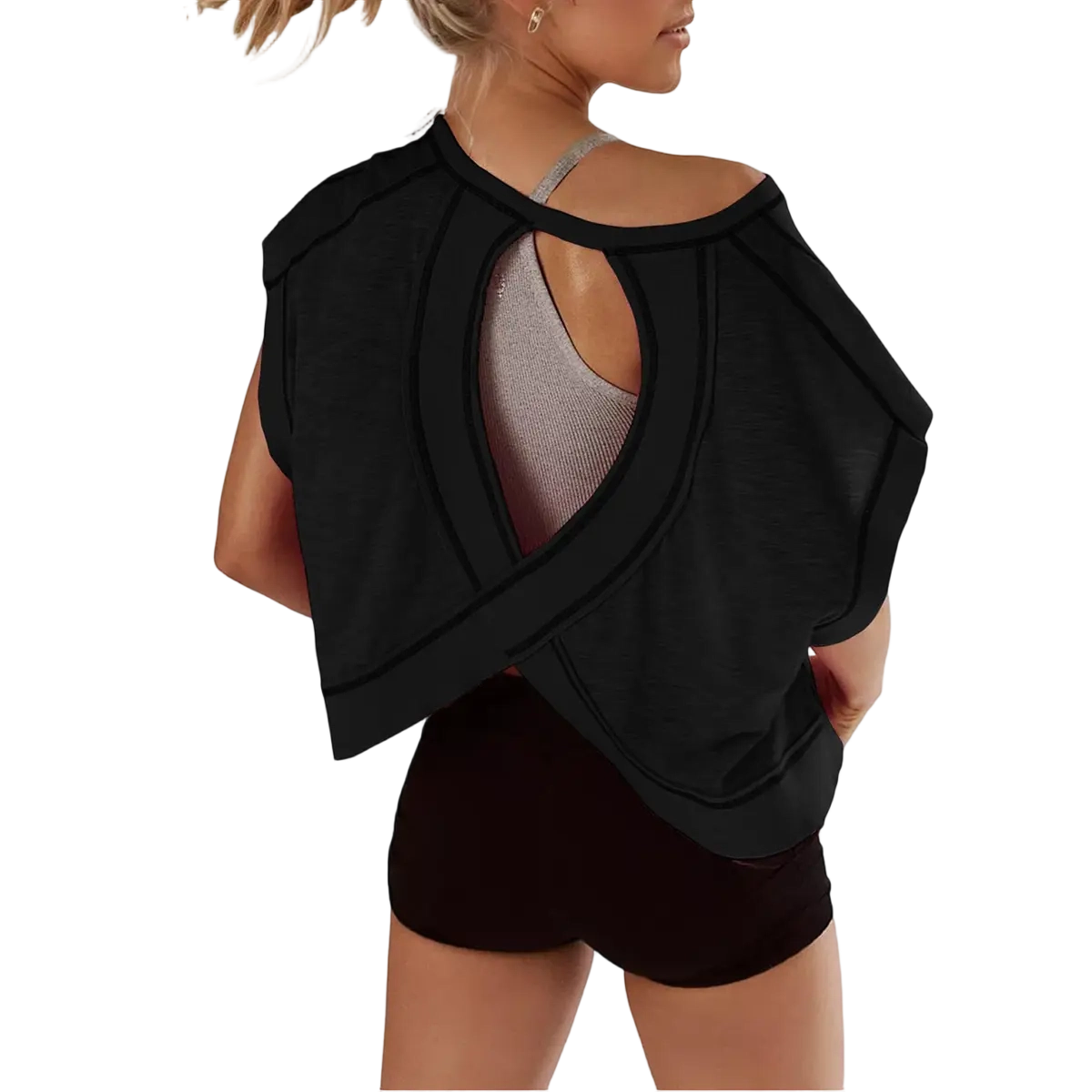 Women's Open Back Tops Y2K Short / Long Sleeve Workout Shirts Casual Yoga Athletic Gym Slouchy Crop Running Tees