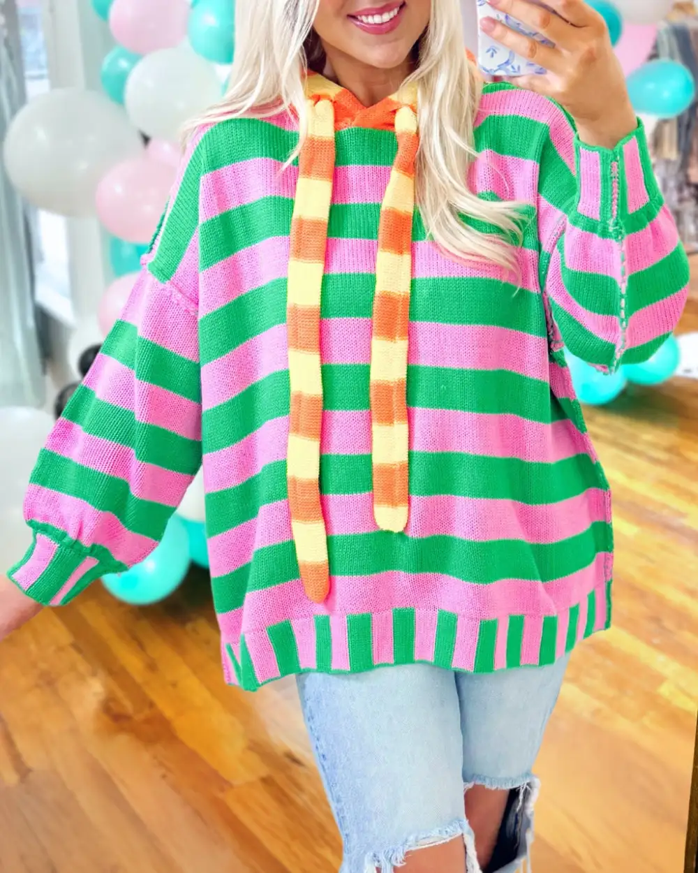 Vibrant Striped Hooded Sweater