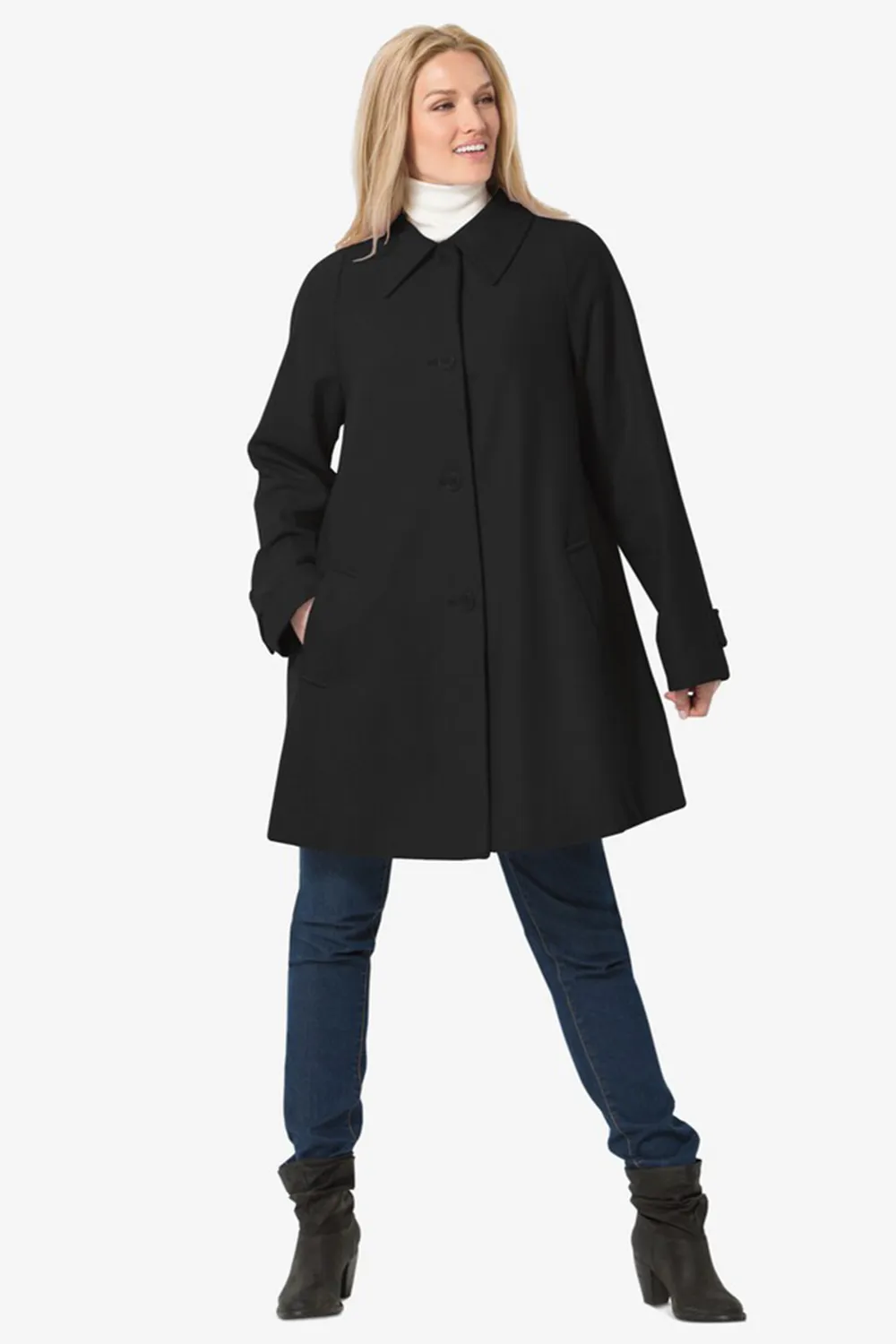 Wool-Blend Classic A-Line Coat