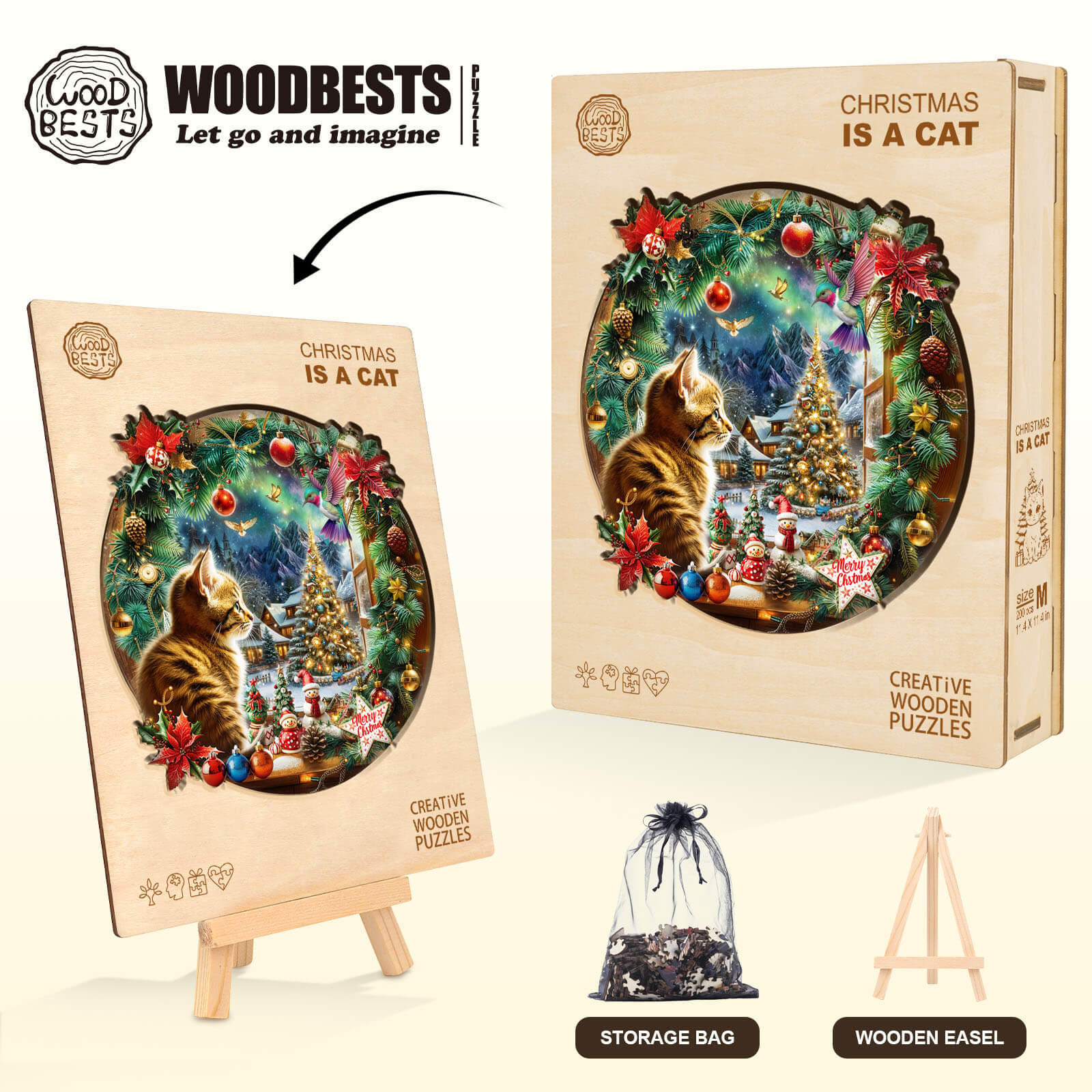 Christmas Is a Cat Wooden Jigsaw Puzzle