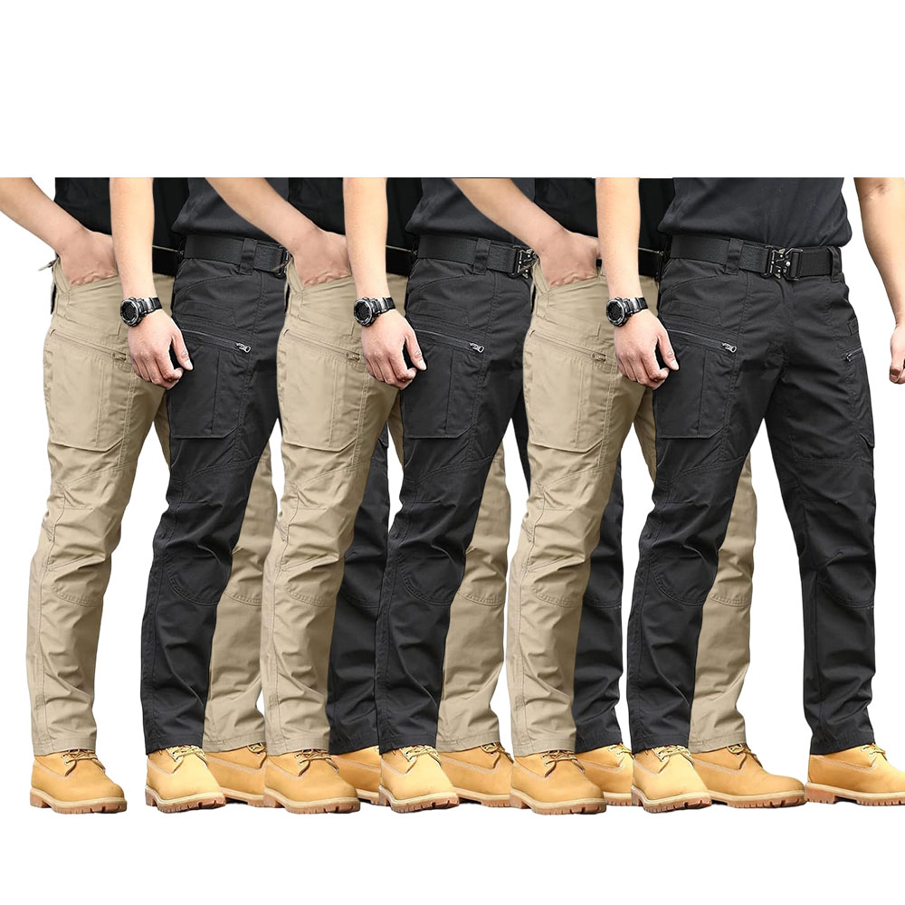 Men's Multi-Functional Tactical Work Pants, Casual Fitted Trousers, Durable Non-Stretch Fabric, Hiking & Outdoor Wear, Zipper Pocket Design, Casual Style