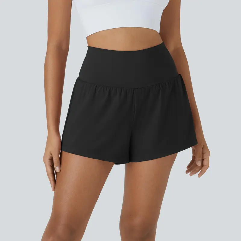 Super High Waisted Back Pocket & Side Hidden Pocket 2-in-1 Yoga Shorts 3