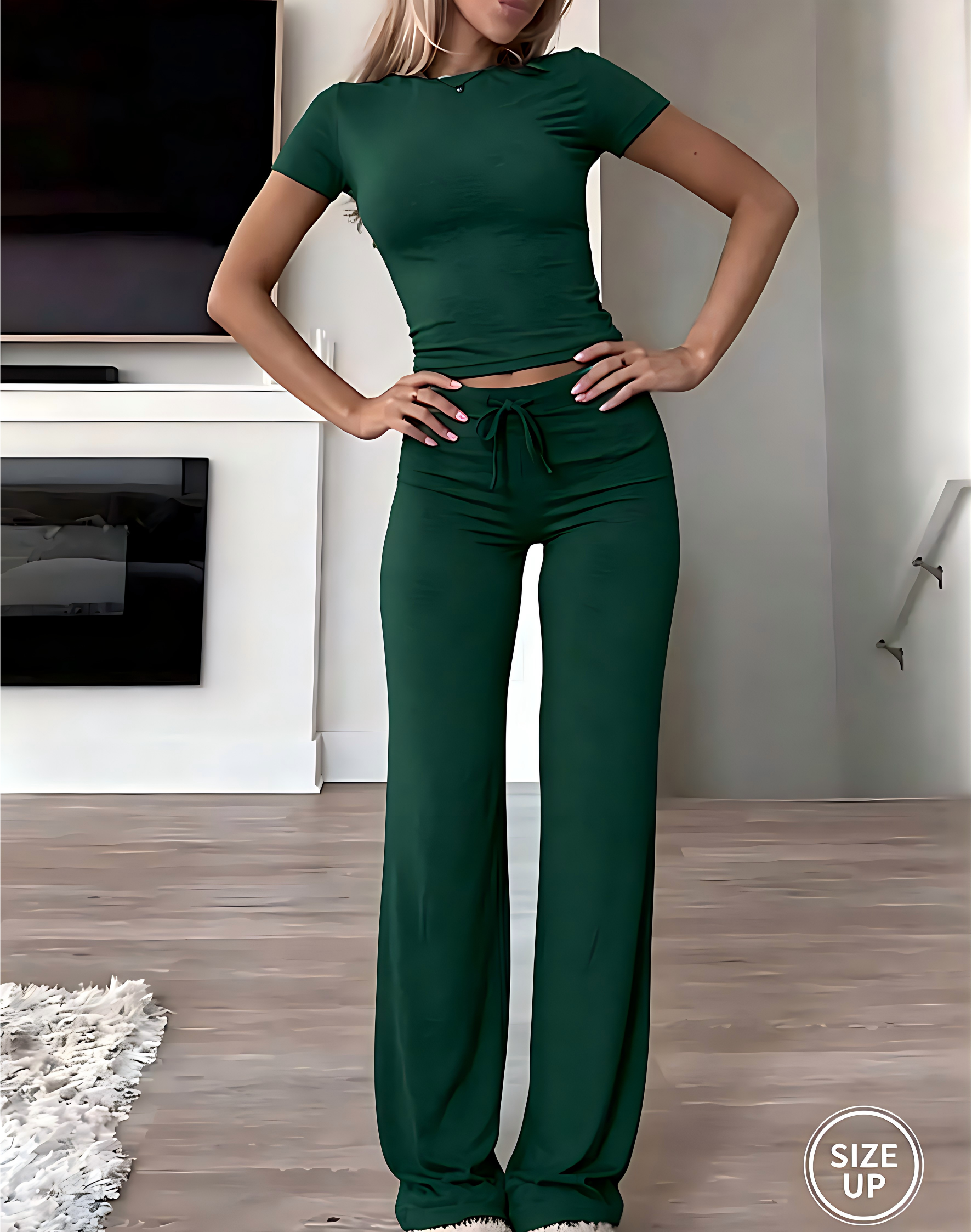 Women's Casual Crop Tee & Lounge Pants Set