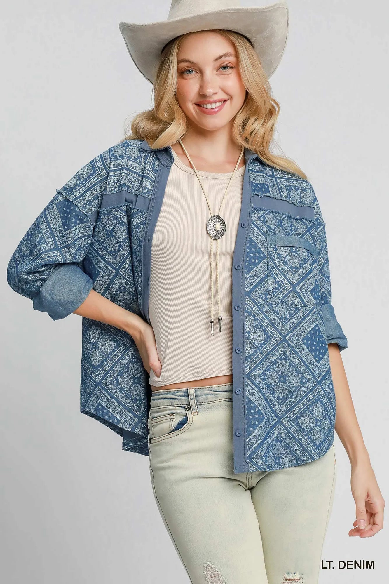 Print Denim Shirt Jacket