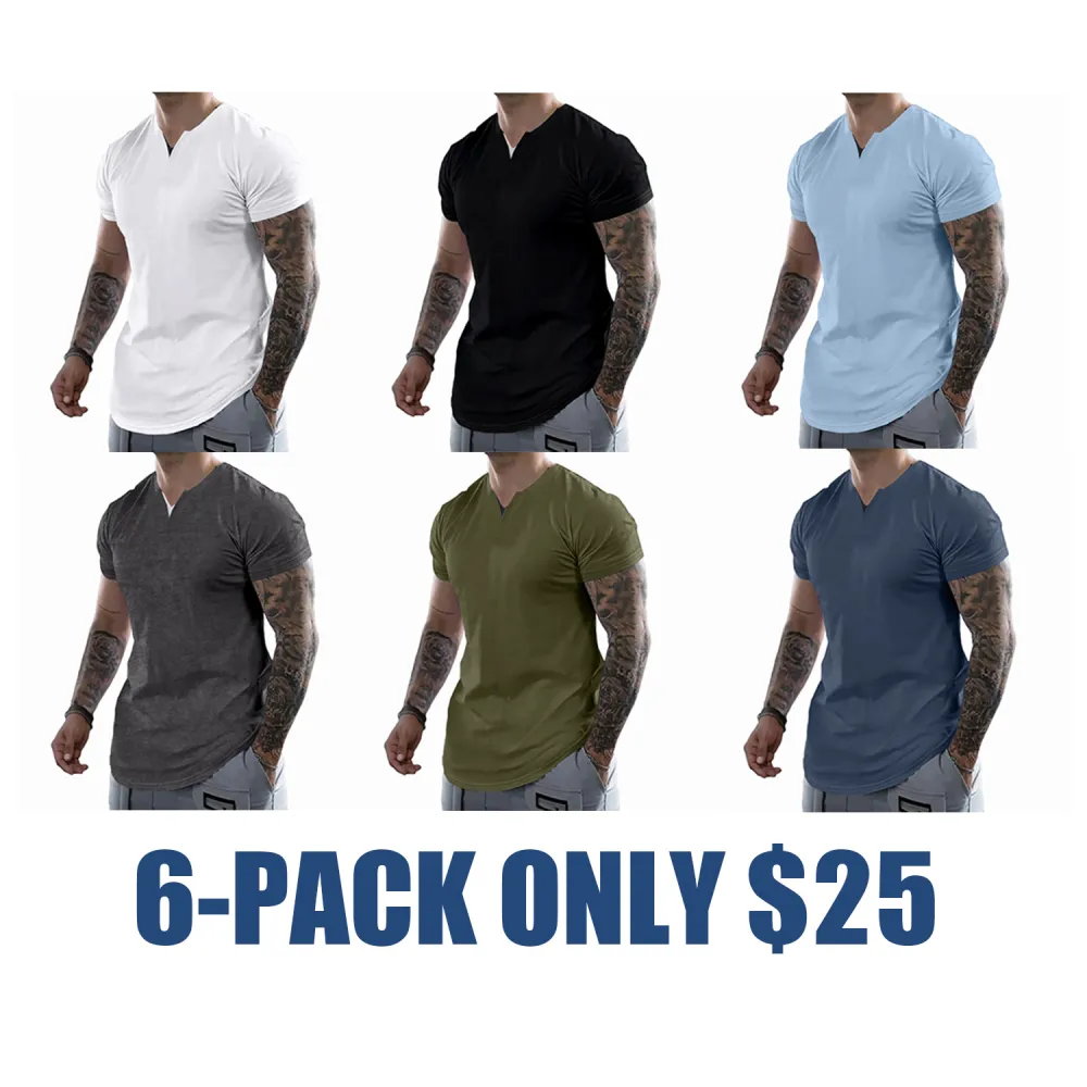 Men's Slim Fit V-Neck Muscle Tee - 2025 Spring Athletic Fashion