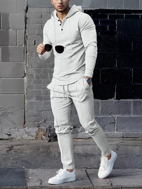 Men’s Quick-Dry Waffle Hoodie & Pants Lounge Set