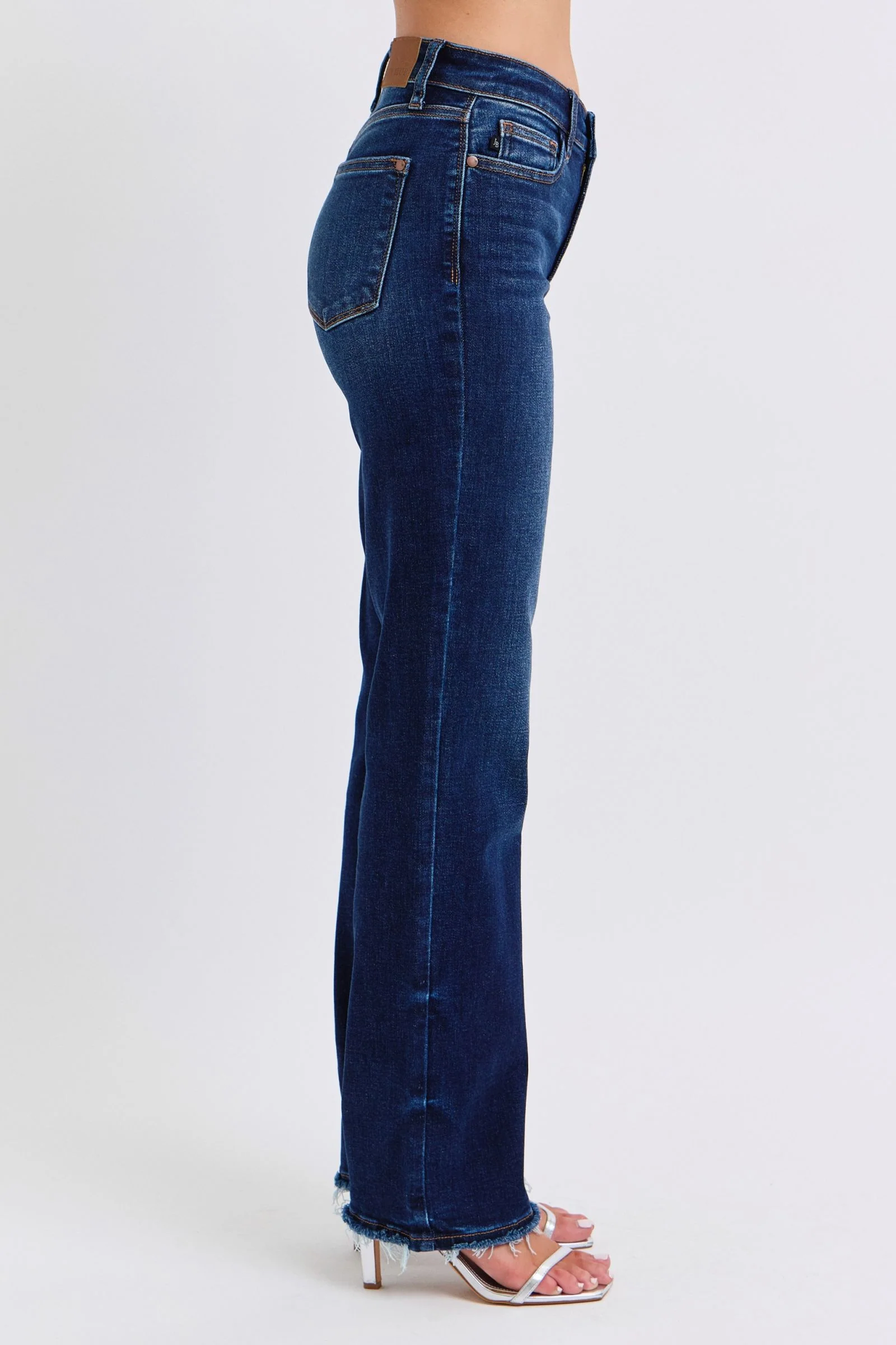 Blue Full Size Raw Hem Straight Leg Jeans