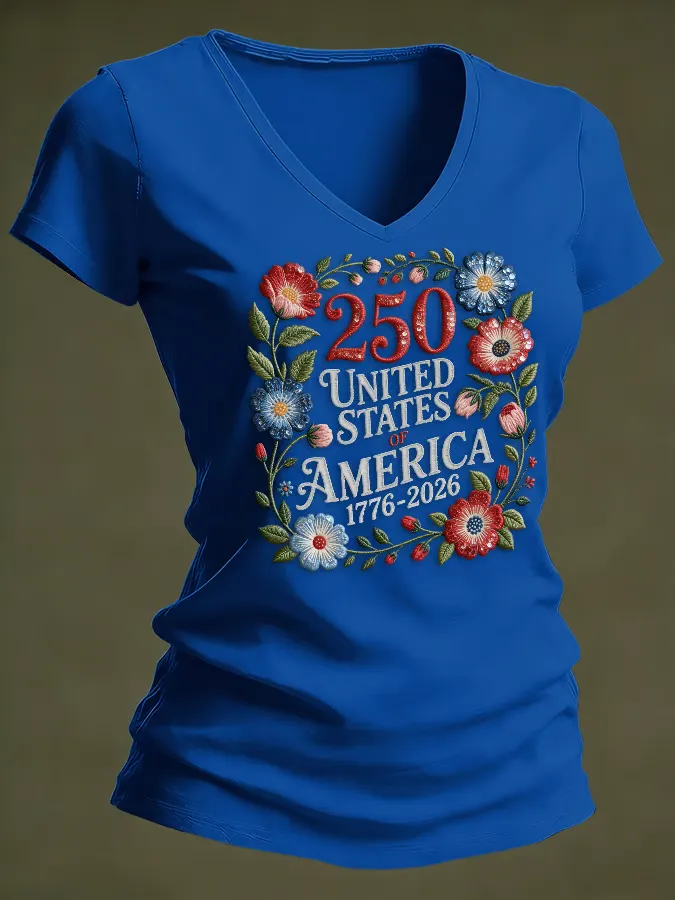 Women's casual retro American 250th T-shirt