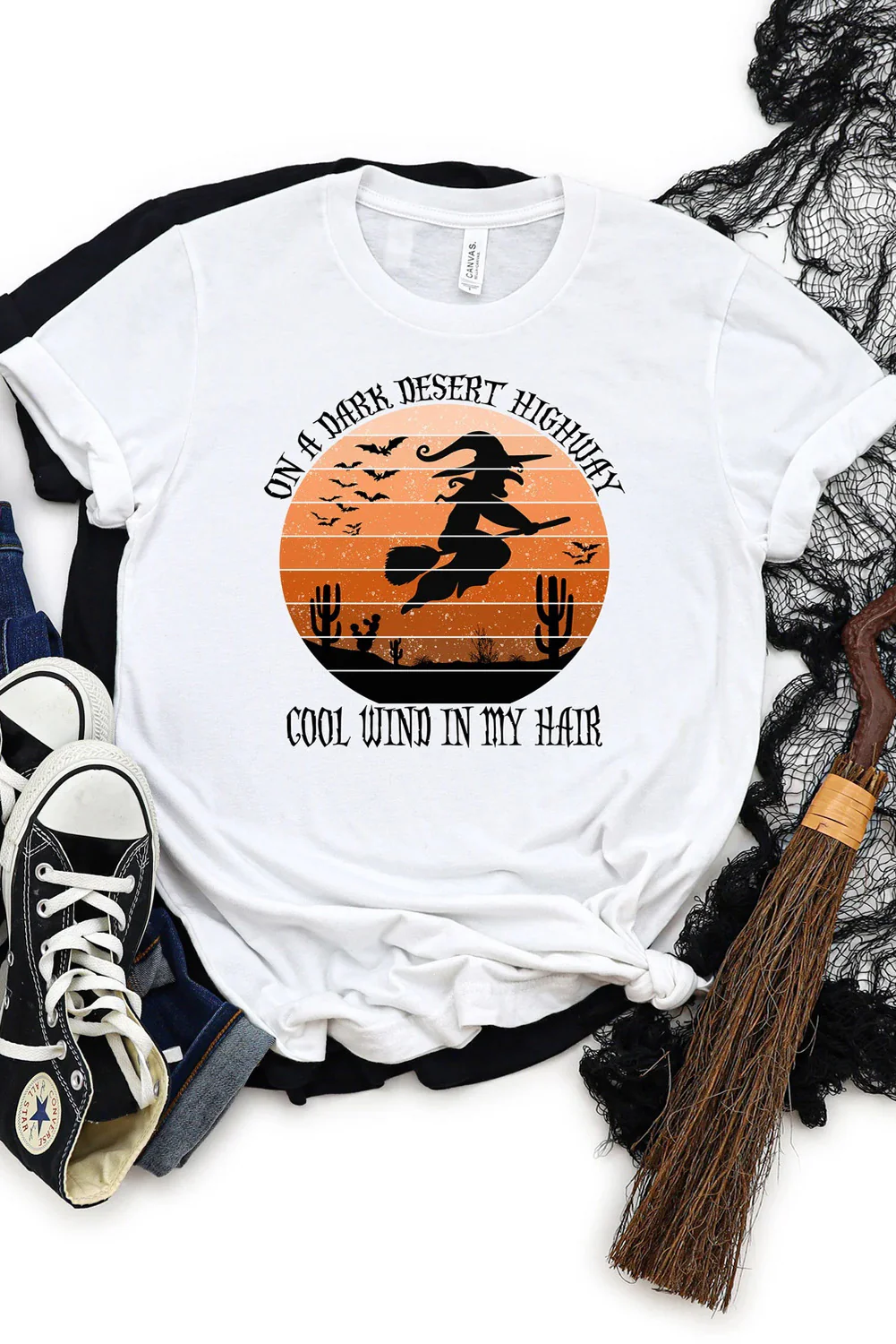 White Witch Letter Color Block Short Sleeve Graphic Tee