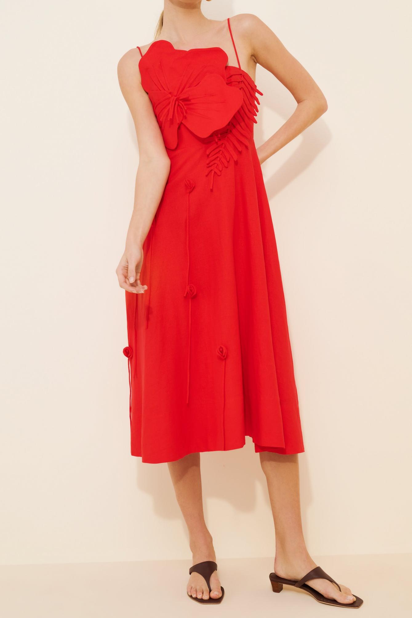 Garden Linen Blend Sleeveless Midi Dress