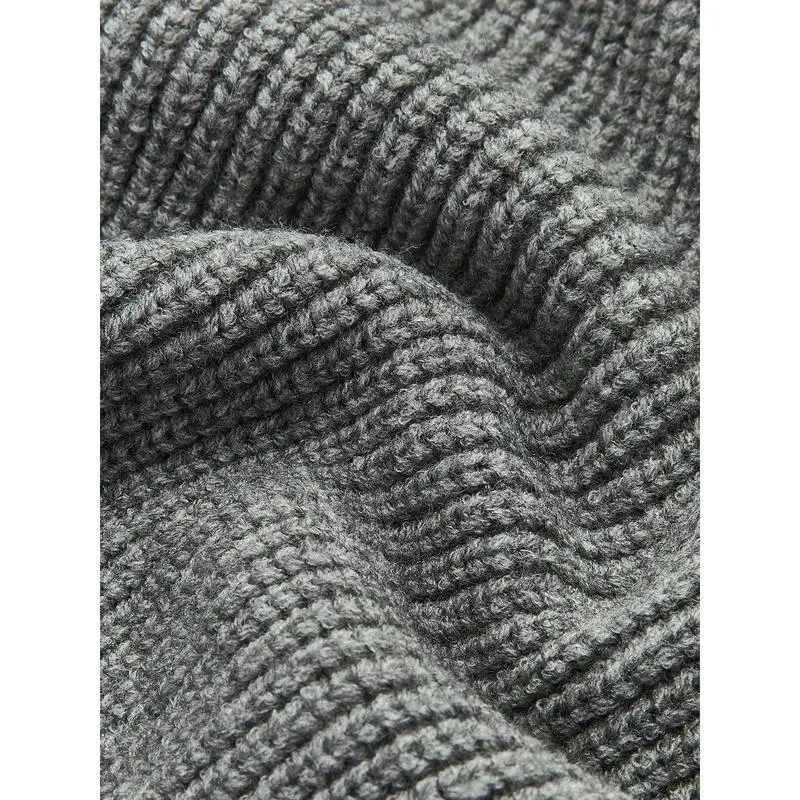 Denim Panel Ribbed Lapel Sweater