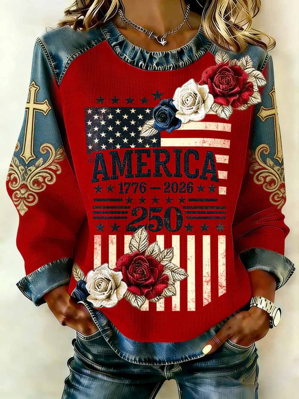 Women's 250th Anniversary Faith Flower Printed Hoodie in the United States