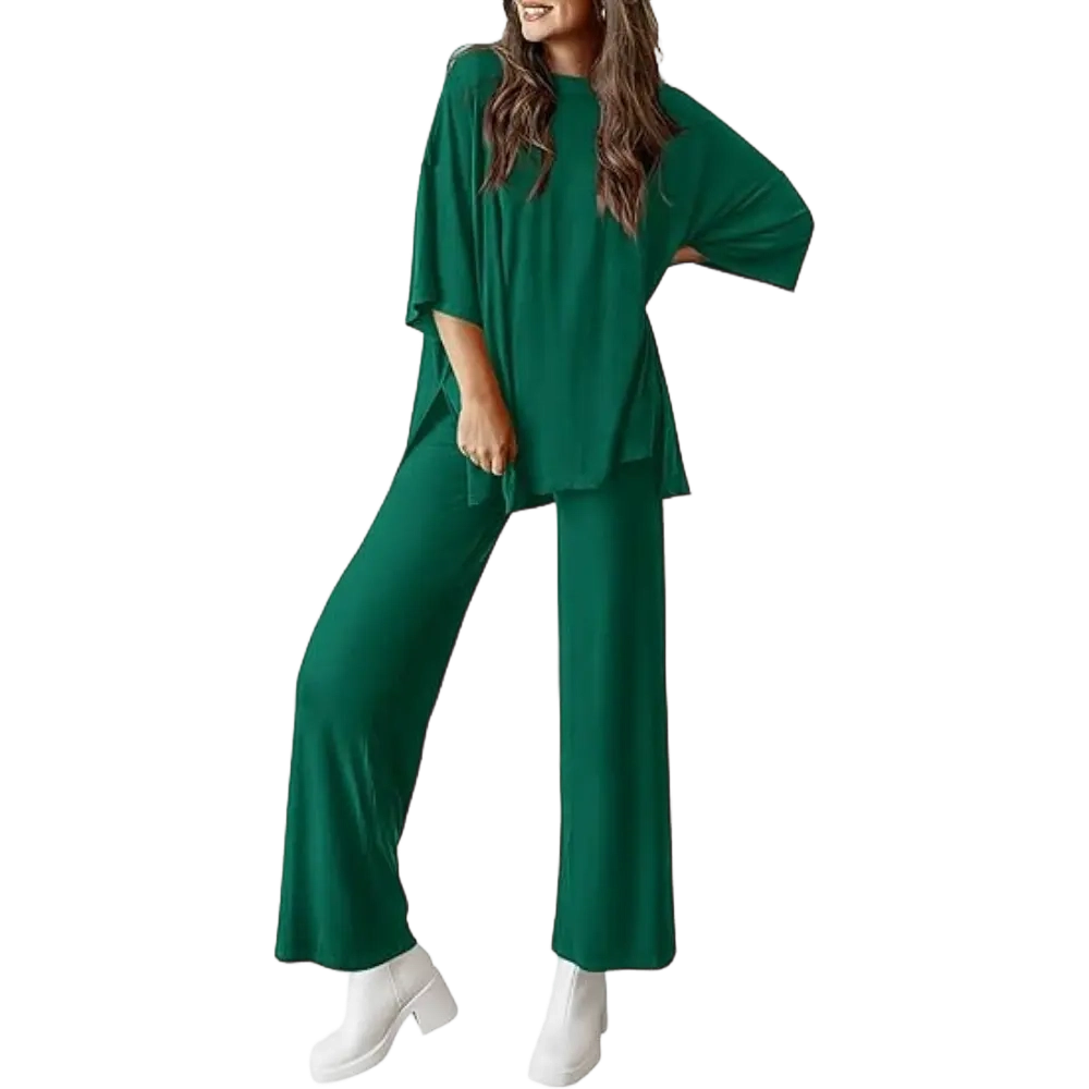 Everyday Comfort 2-Piece Lounge Set (Relaxed Fit Top & Wide Leg Pants)