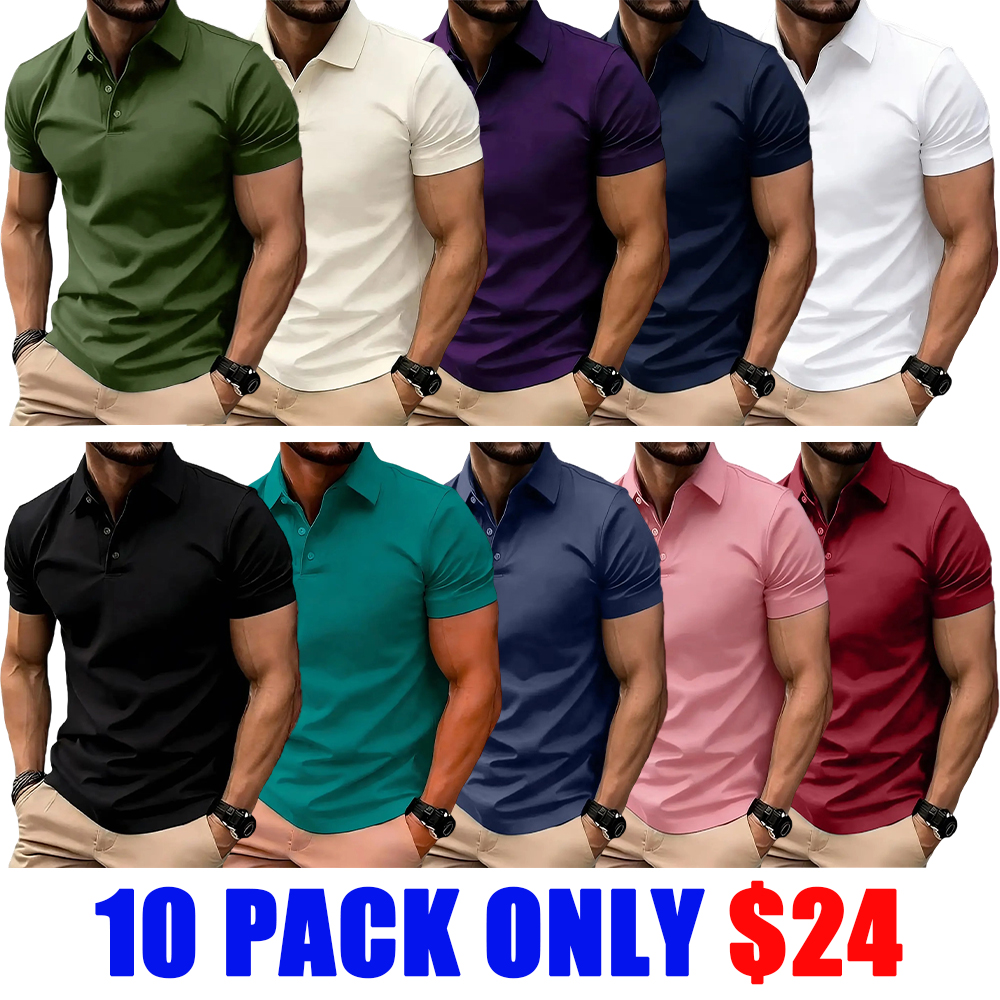 Men's Casual Solid Color Polo Shirt - 100% Polyester 150 GSM, Versatile for Golf, Bowling & Summer Business