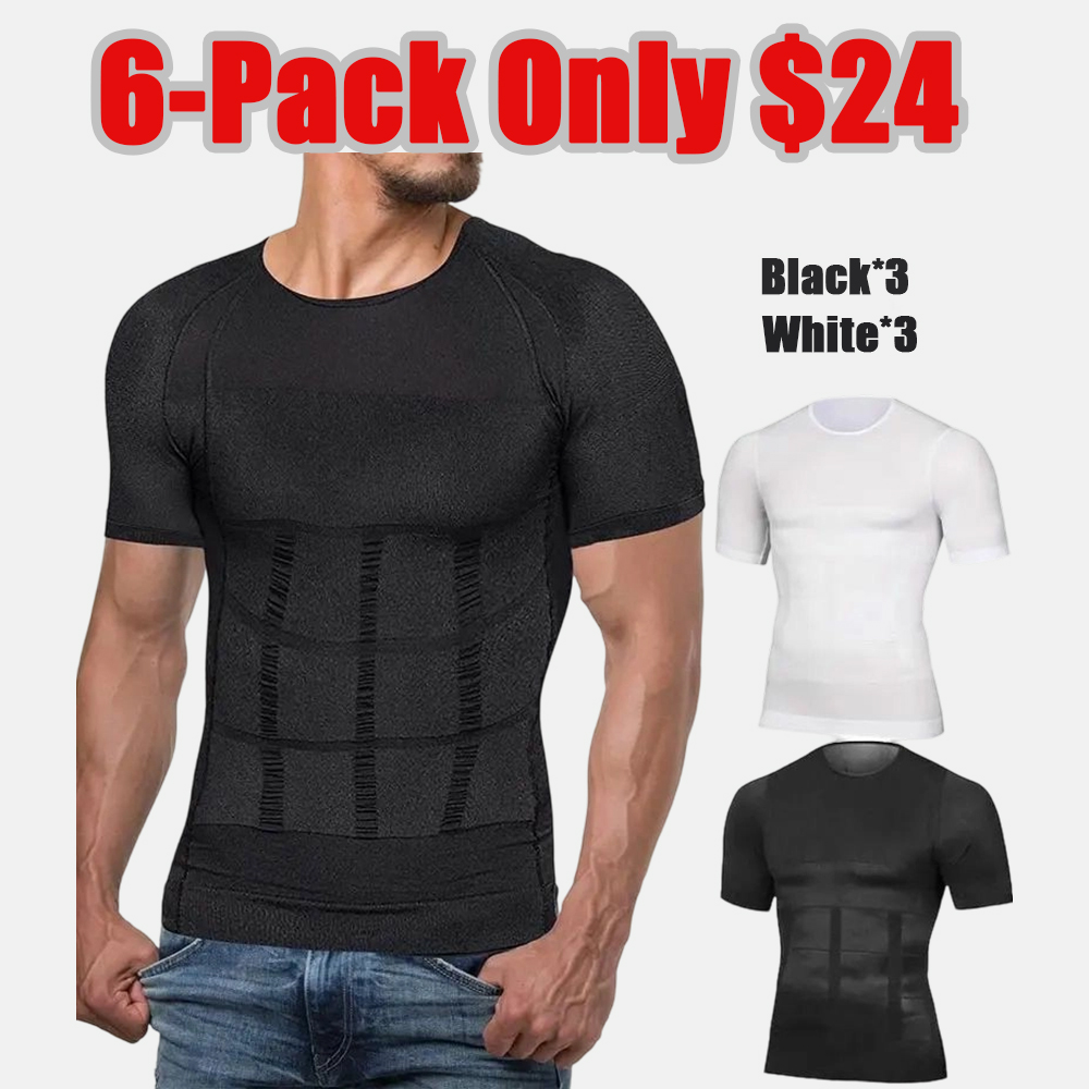 Menswear Compression Body Shaper Shapewear Stretch Short Sleeve Shirt