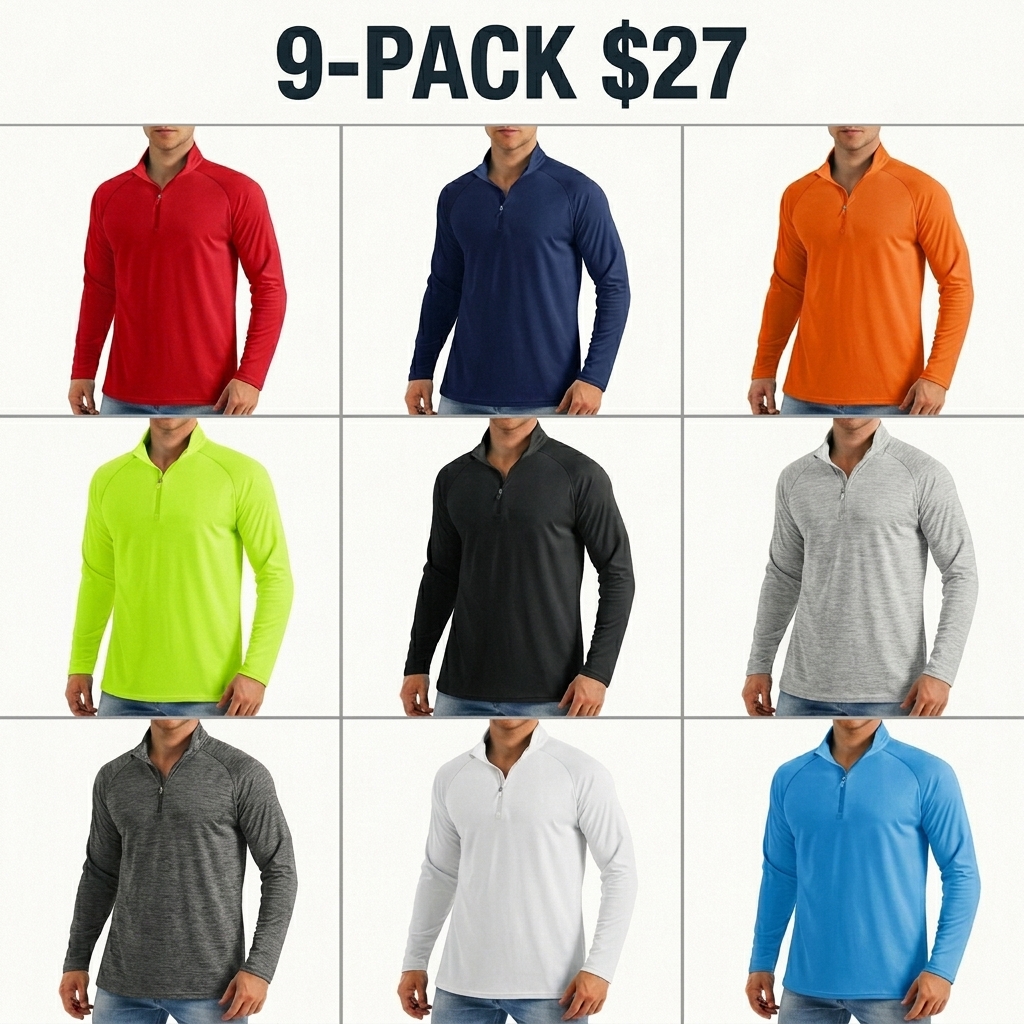Men's 1/4 Zip Shirt UPF 50+ Quick Dry Lightweight Long Sleeve