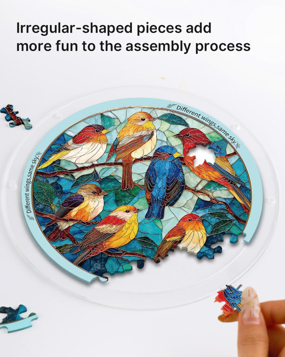 Acrylic Jigsaw Puzzle Suncatcher - Glowing Feather Haven