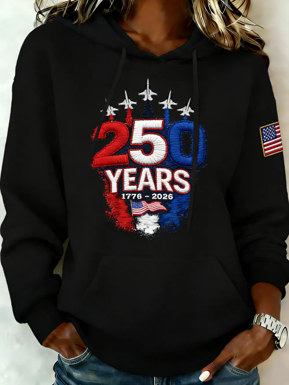 250 Years 1776-2026 Jet Formation Ombre Hoodie