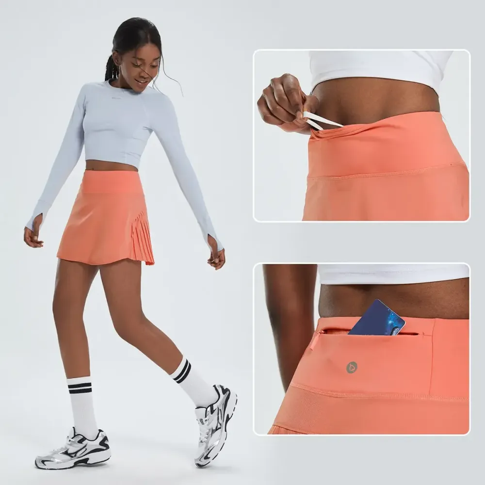 Women's Pleated Tennis Skirts Flowy High Waisted Lightweight Athletic Golf Outfits Skorts Skirts with Shorts