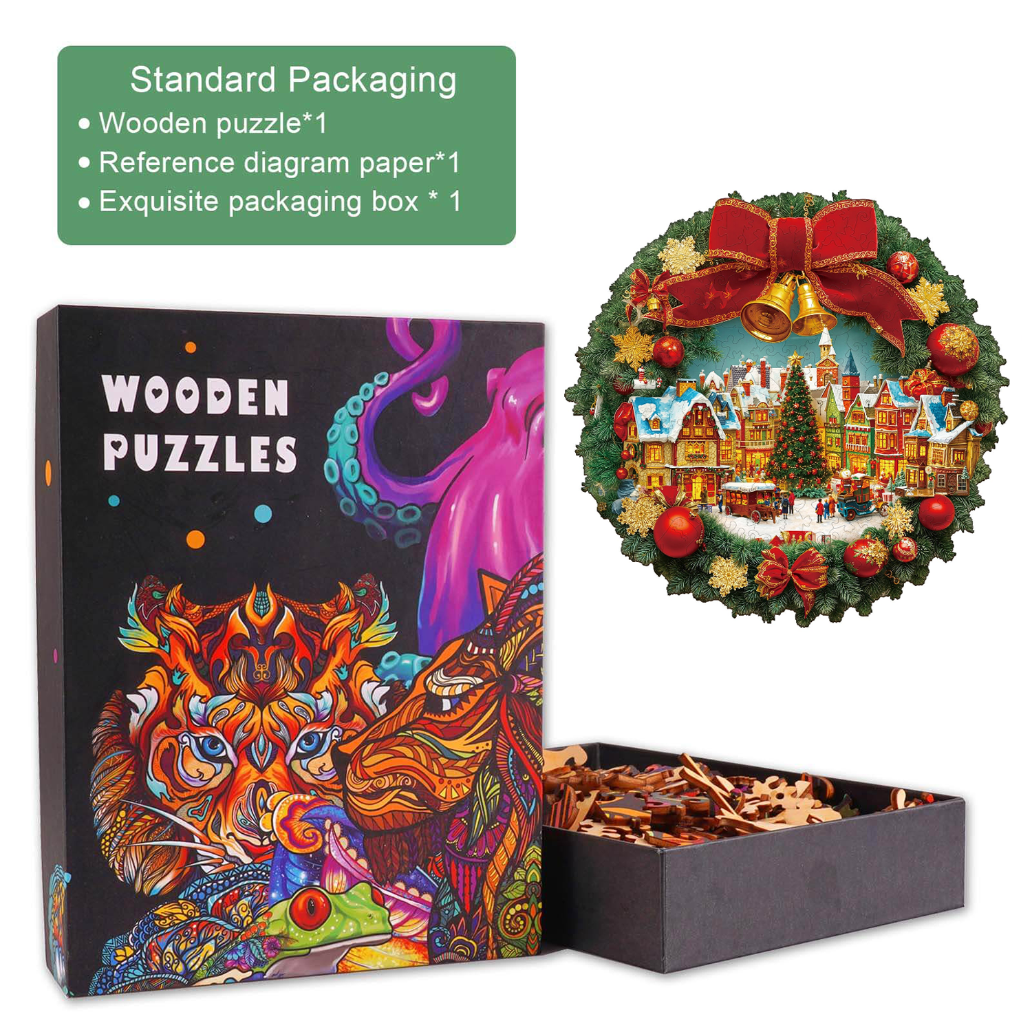 Christmas Wreath Wooden Jigsaw Puzzle