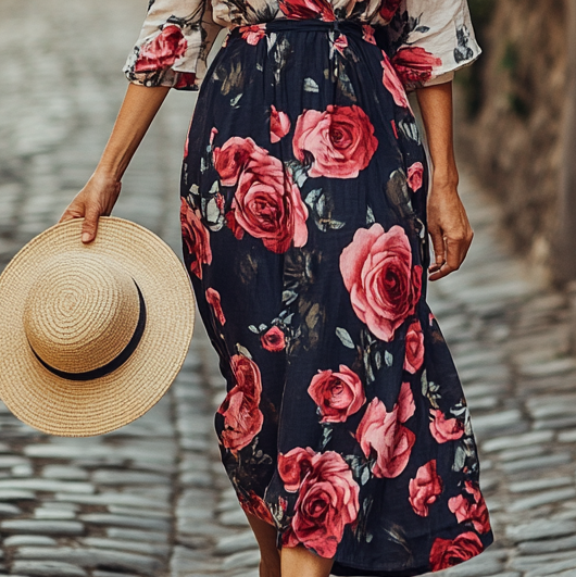 Vintage Loose Linen Patchwork Dress d54d